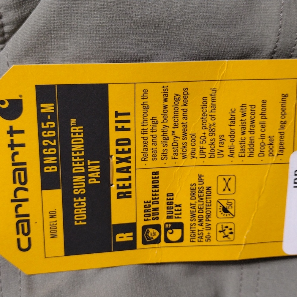 NWT Carhartt Force Sun Defender Pant Mens Size Medium Tall Relaxed Fit - Picture 10 of 10